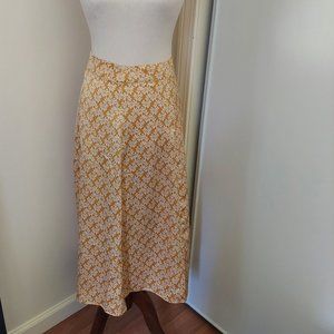 Yellow Loft Silk Midi Skirt Size 12
